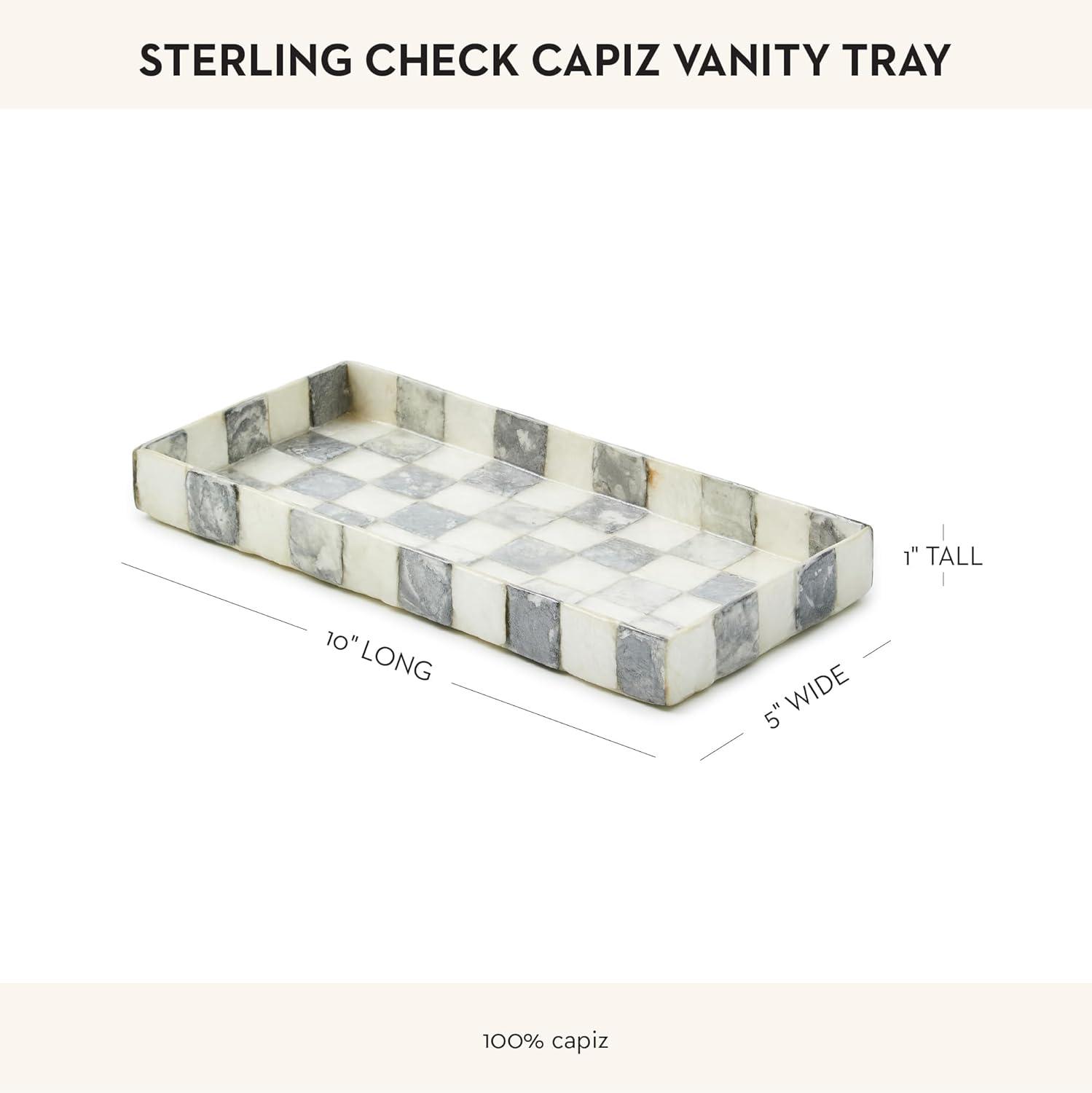 imageMACKENZIECHILDS Capiz Vanity Tray Rectangular Tray Decor GrayandWhite Sterling CheckSterling Check
