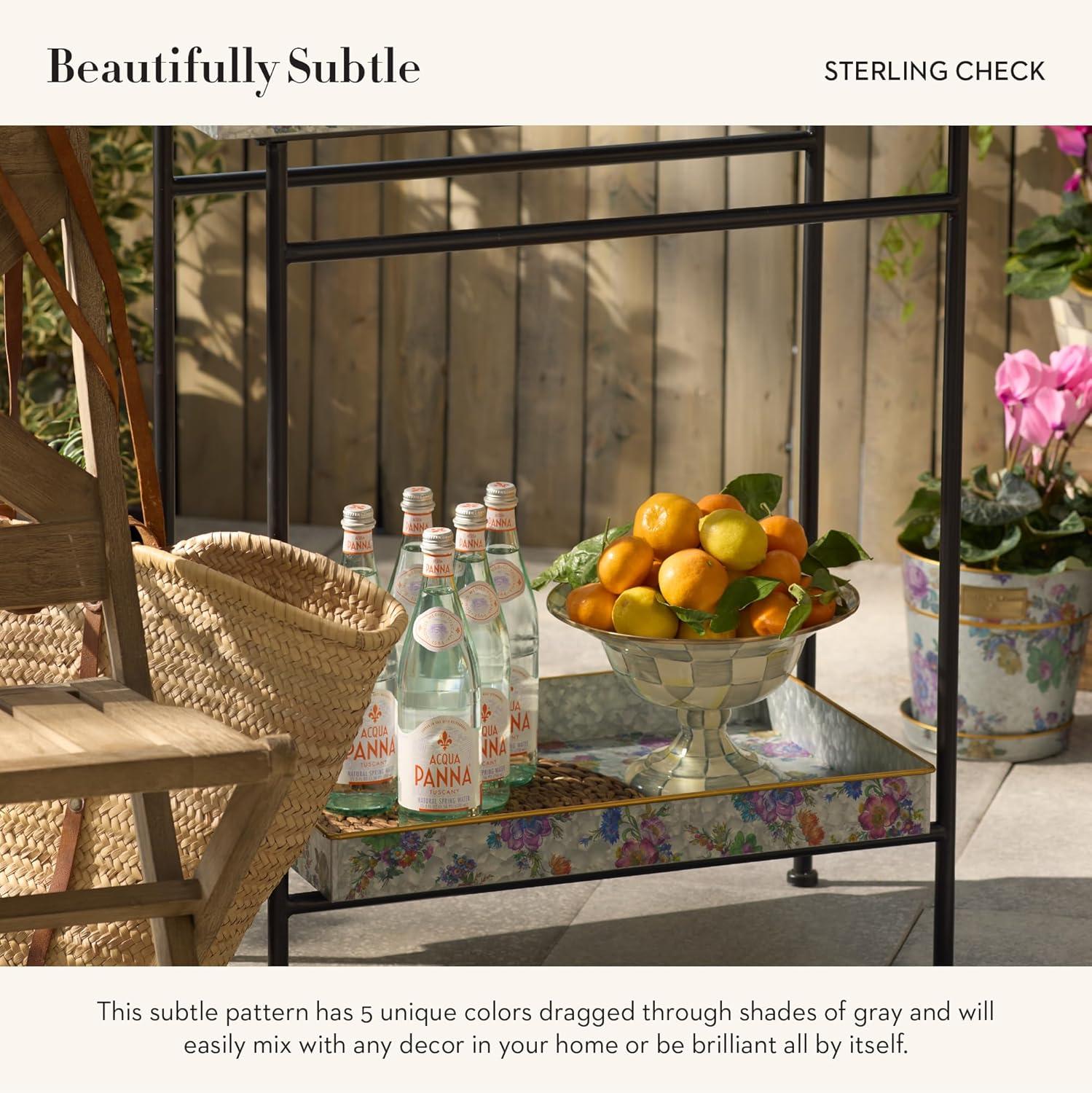 imageMACKENZIECHILDS Enamel Compote Cute Enamel Pedestal Serving Dish or Decorative Bowl Small BrownandWhite Mocha CheckSterling Check