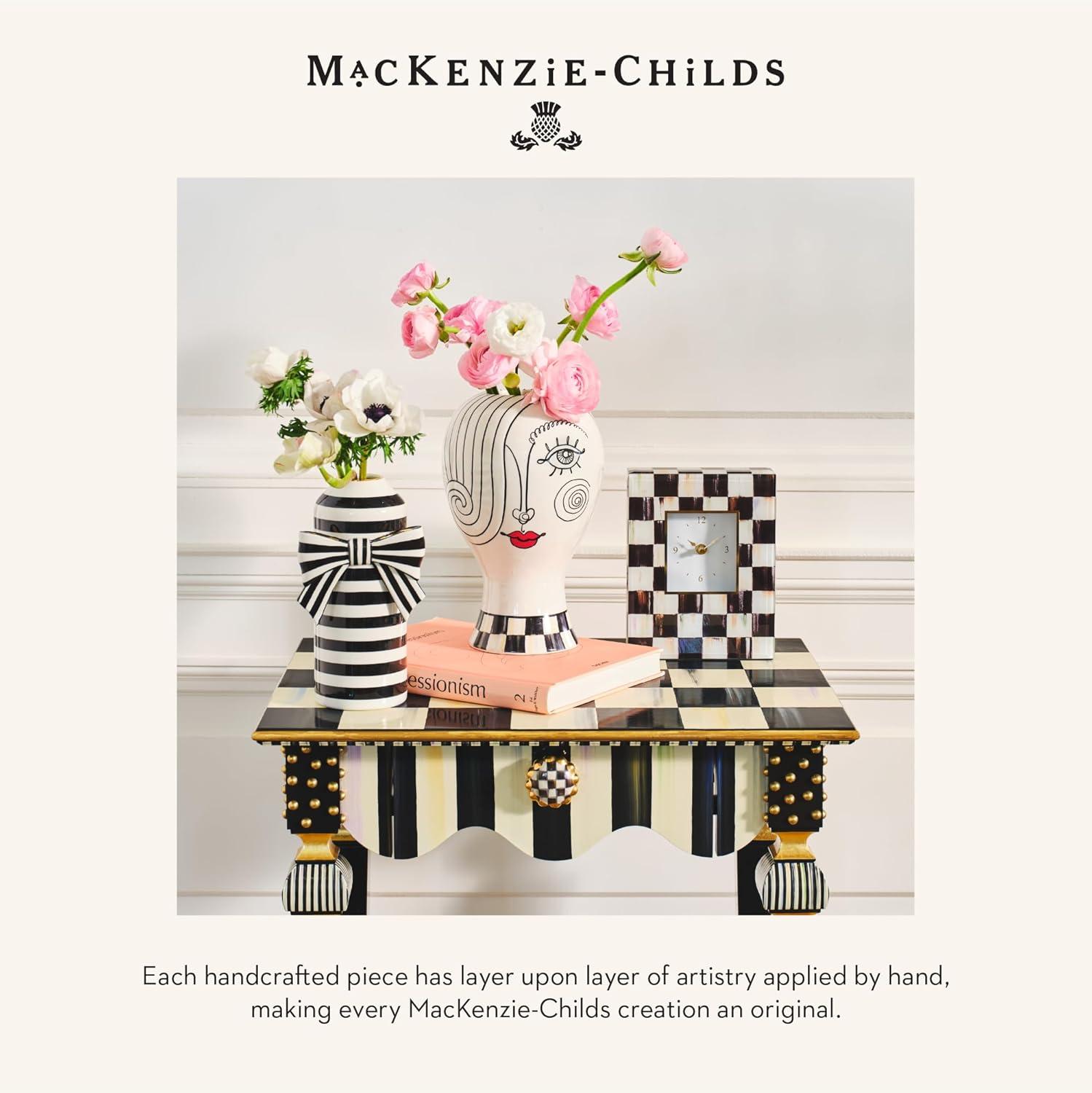 imageMACKENZIECHILDS LED Rechargeable Cafe Table Lamp Cordless Decorative Lamp BlueandWhite Royal CheckCourtly Check