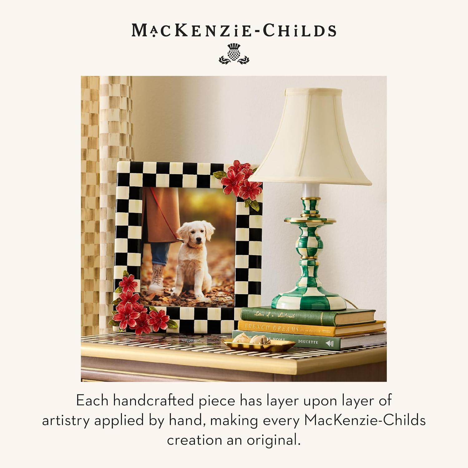 imageMACKENZIECHILDS LED Rechargeable Cafe Table Lamp Cordless Decorative Lamp BlueandWhite Royal CheckEmerald Check