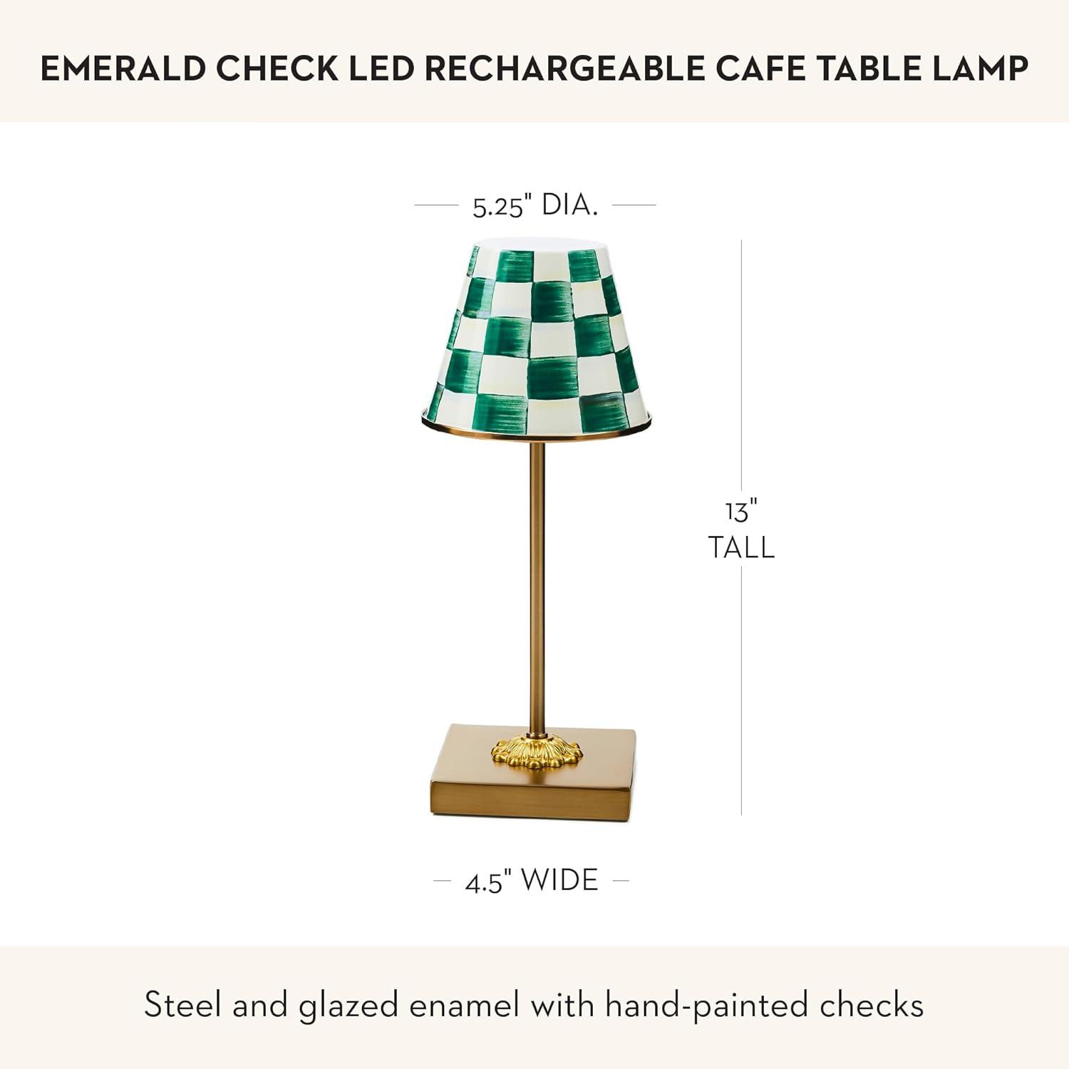 imageMACKENZIECHILDS LED Rechargeable Cafe Table Lamp Cordless Decorative Lamp BlueandWhite Royal CheckEmerald Check