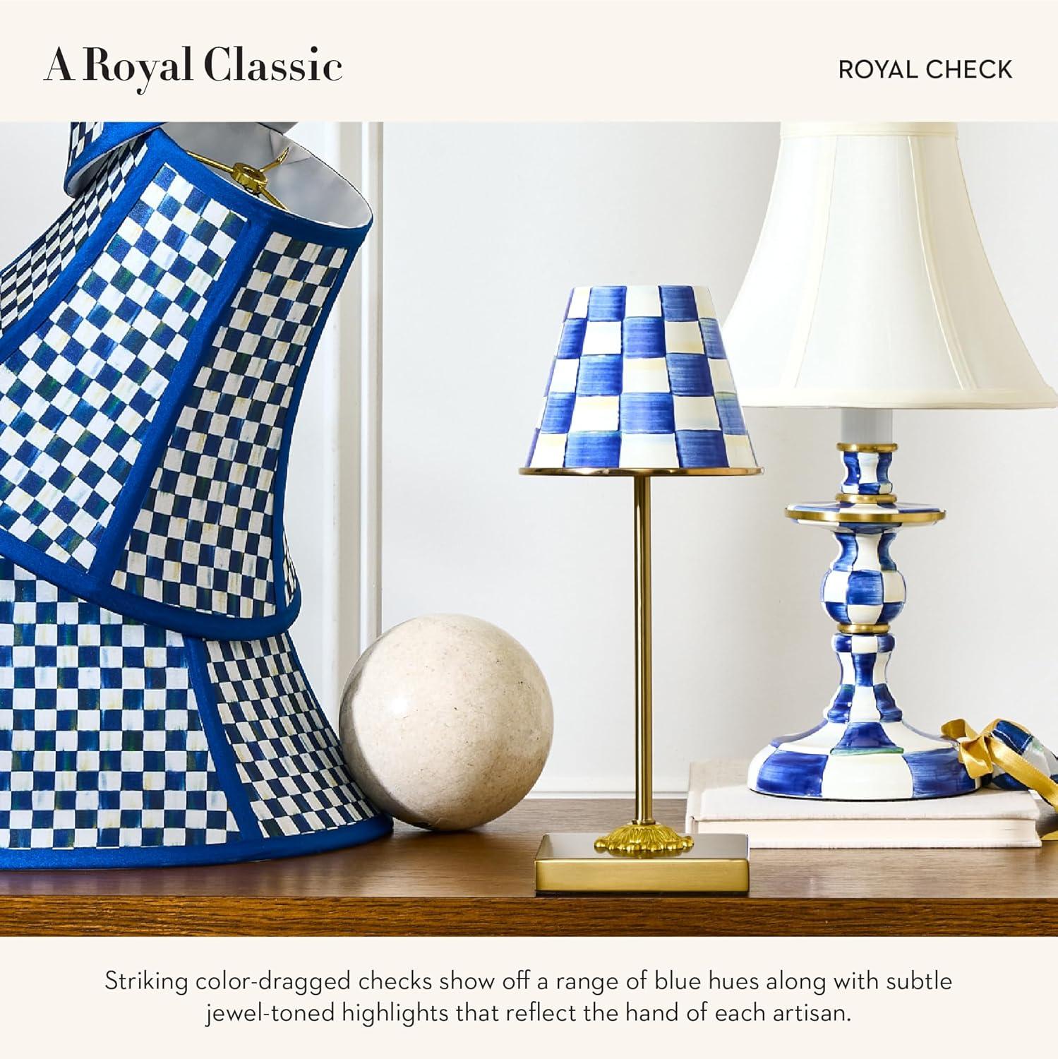 imageMACKENZIECHILDS LED Rechargeable Cafe Table Lamp Cordless Decorative Lamp BlueandWhite Royal CheckRoyal Check