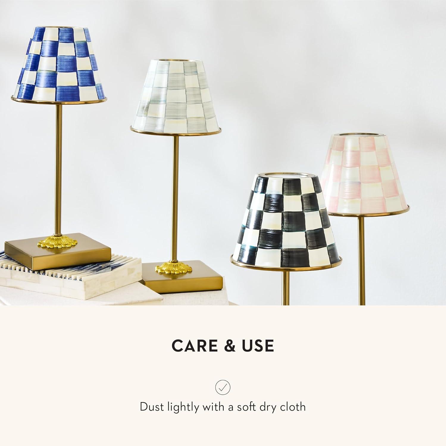 imageMACKENZIECHILDS LED Rechargeable Cafe Table Lamp Cordless Decorative Lamp BlueandWhite Royal CheckRoyal Check