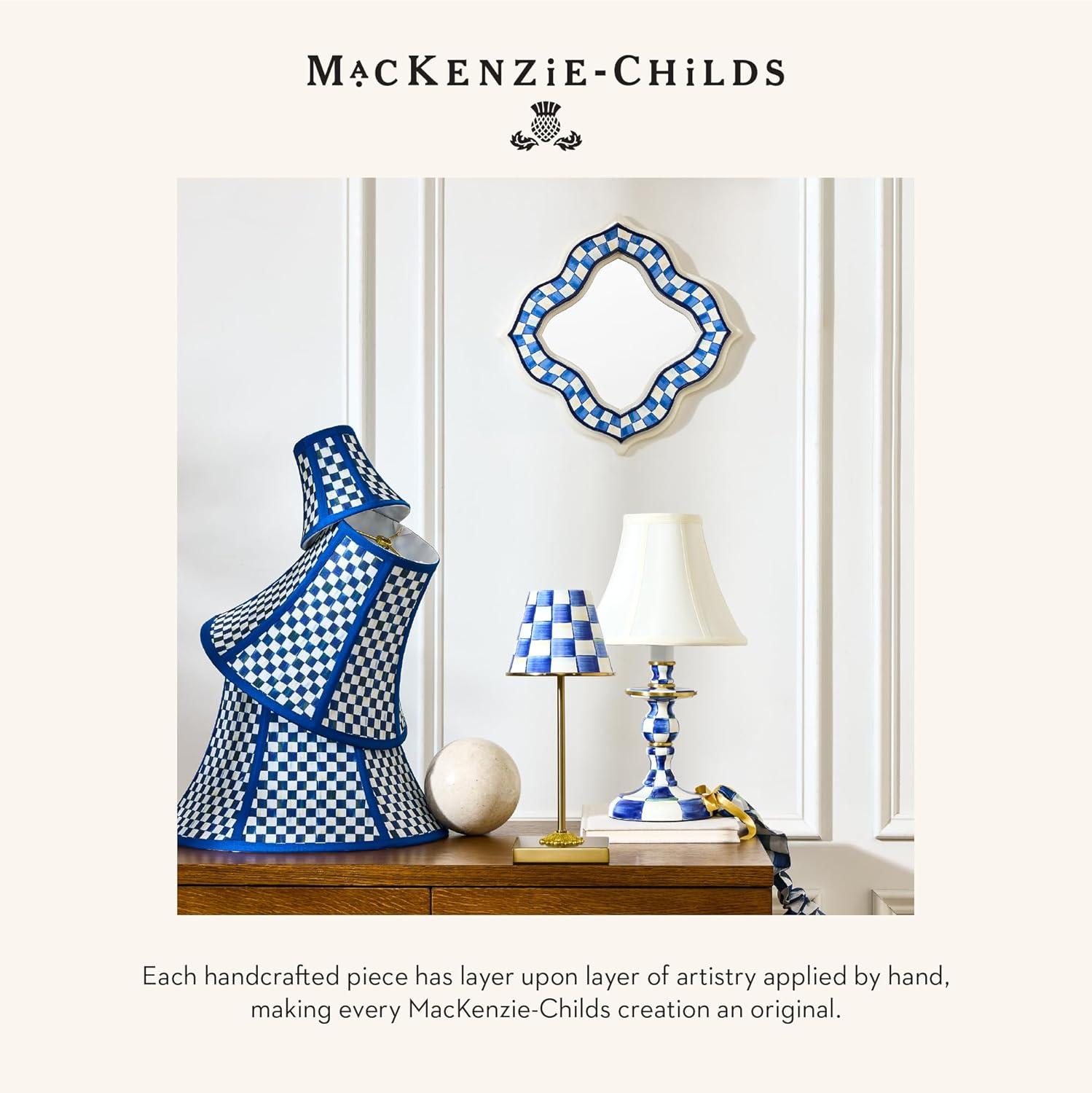 imageMACKENZIECHILDS LED Rechargeable Cafe Table Lamp Cordless Decorative Lamp BlueandWhite Royal CheckRoyal Check