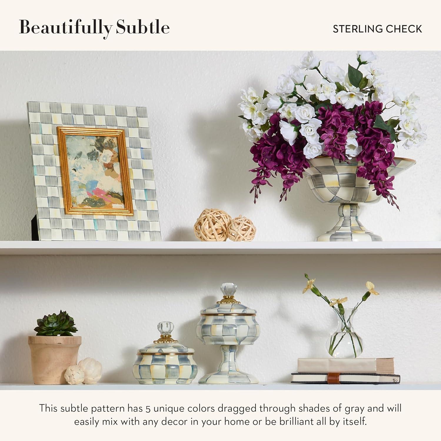 imageMACKENZIECHILDS LED Rechargeable Cafe Table Lamp Cordless Decorative Lamp BlueandWhite Royal CheckSterling Check