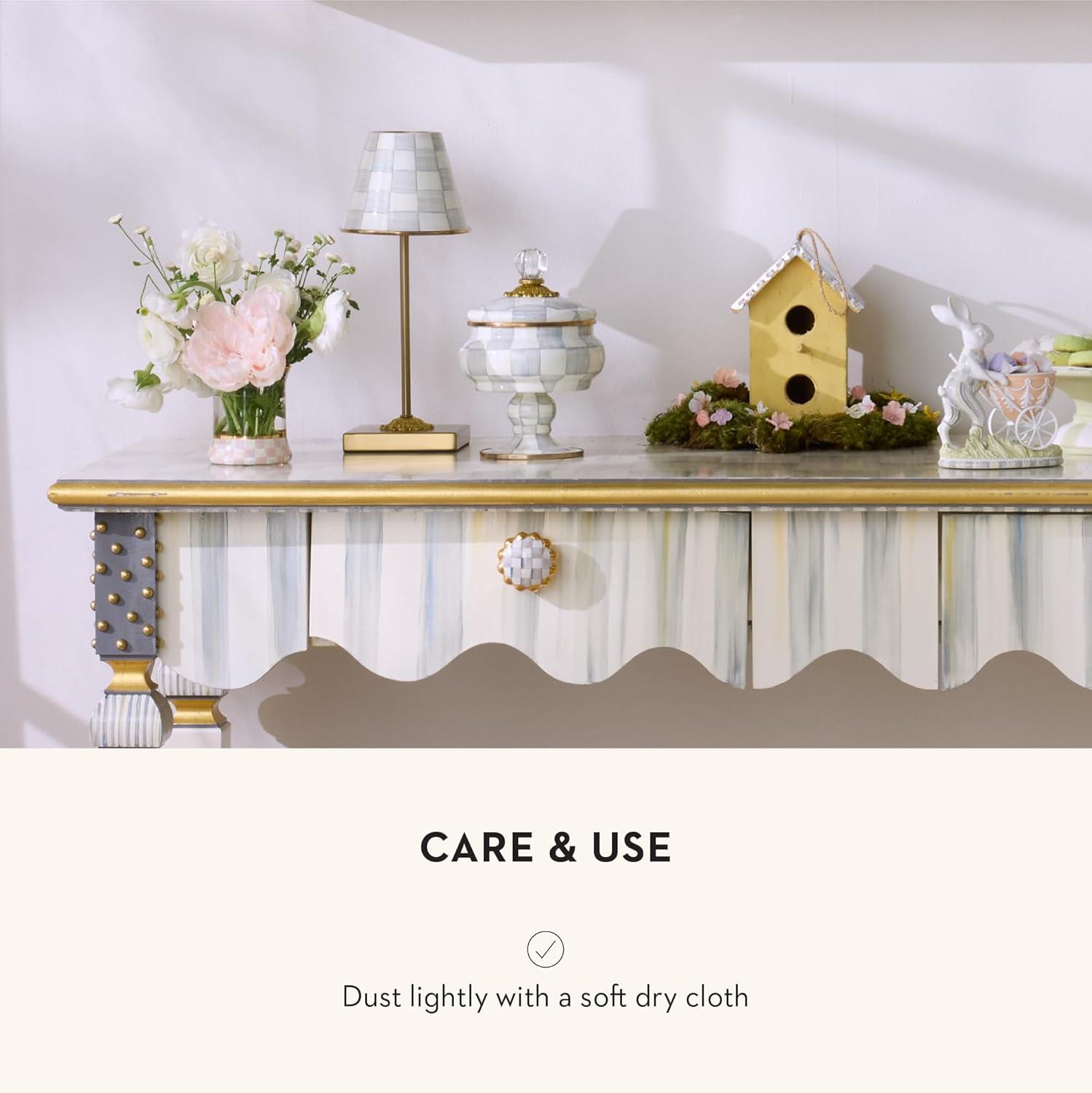 imageMACKENZIECHILDS LED Rechargeable Cafe Table Lamp Cordless Decorative Lamp BlueandWhite Royal CheckSterling Check