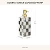 MACKENZIE-CHILDS Capiz Soap Pump, Liquid-Soap Dispenser for Bathroom or Kitchen, Gray-and-White Sterling Check(Courtly Check)