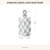 MACKENZIE-CHILDS Capiz Soap Pump, Liquid-Soap Dispenser for Bathroom or Kitchen, Gray-and-White Sterling Check(Sterling Check)