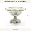 MACKENZIE-CHILDS Enamel Compote, Cute Enamel Pedestal Serving Dish or Decorative Bowl, Small, Brown-and-White Mocha Check(Sterling Check)