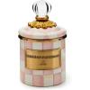 MACKENZIE-CHILDS Mini Enamel Canister, Kitchen Storage Container with Lid, Brown-and-White Mocha Check(Rosy Check)