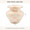 MACKENZIE-CHILDS Large Enamel Vase, Unique Flower-Vase Decor for Living Room, Black-and-White Courtly Check(Rosy Check)