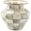 MACKENZIE-CHILDS Large Enamel Vase, Unique Flower-Vase Decor for Living Room, Black-and-White Courtly Check(Sterling Check)