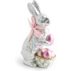 MACKENZIE-CHILDS Touch of Pink Foil Bunny, Cute Bunny Figurine, Spring Rabbit Decor and Easter Decor, Silver