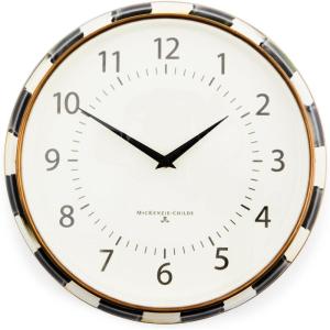 MACKENZIE-CHILDS Wall Clock, Decorative Clock for Kitchen and Living Room, Black-and-White Courtly Check(Courtly Check)