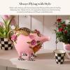 MACKENZIE-CHILDS Patience Brewster Portia Pig Watering Can, Iron Outdoor Watering Can for Plants