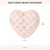 MACKENZIE-CHILDS Heart Pot Holder, Heart-Shaped Pot Holder, Kitchen Hot Pad, Pink-and-White Rosy Check