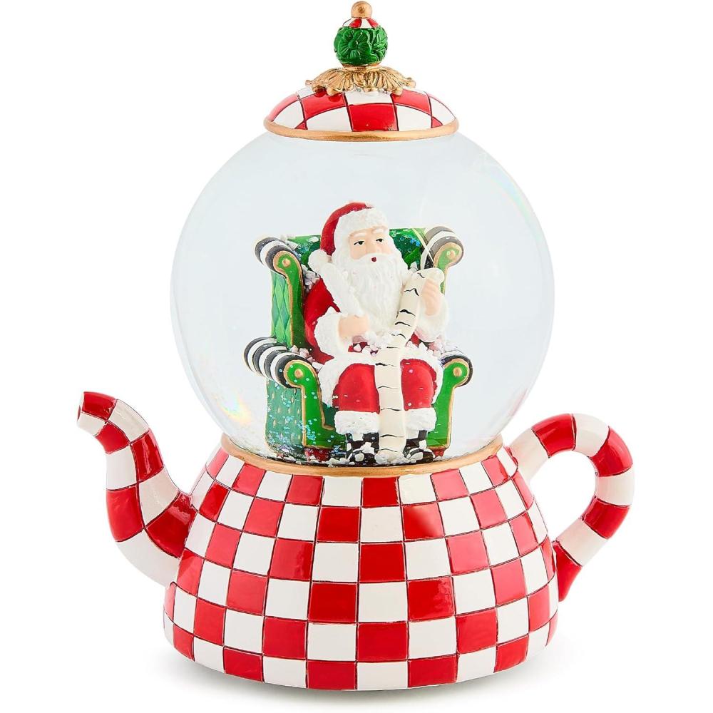 imageMACKENZIE CHILDS Snow Globe Christmas Decor for Living Room Holly BearCheck It Out Teapot