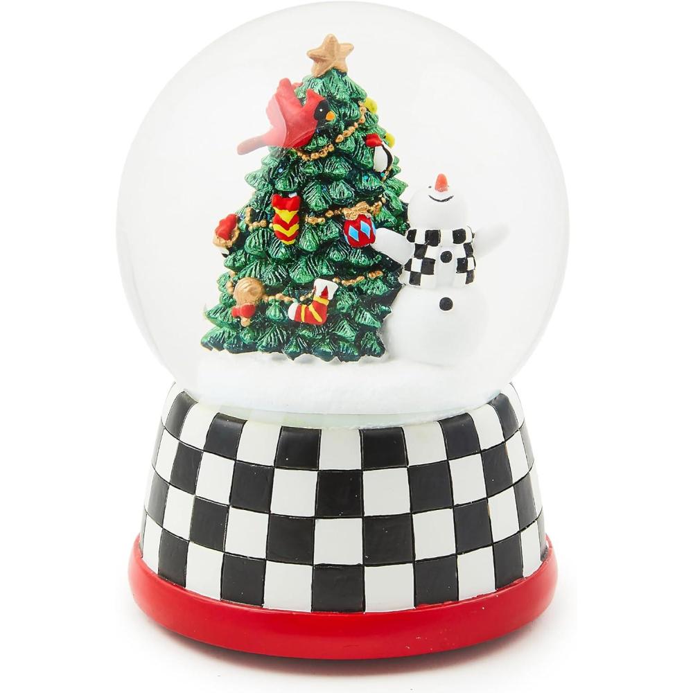 imageMACKENZIE CHILDS Snow Globe Christmas Decor for Living Room Holly BearCozy Christmas Snowman  Tree