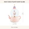 MACKENZIE CHILDS Snow Globe, Christmas Decor for Living Room, Holly Bear(Rosy Check Teapot)