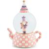 MACKENZIE CHILDS Snow Globe, Christmas Decor for Living Room, Holly Bear(Rosy Check Teapot)