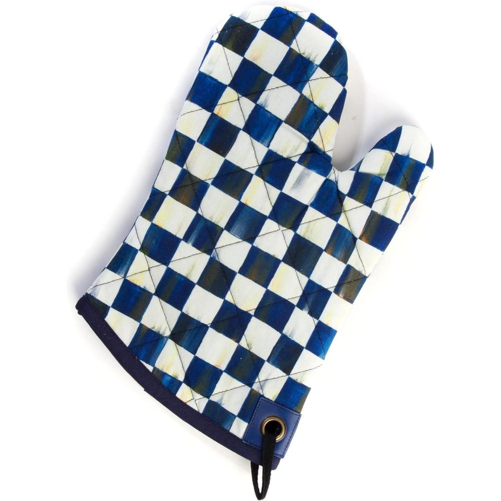 imageMACKENZIECHILDS Mini Oven Mitt Kitchen Oven Mitt for Cooking and Baking BrownandWhite Mocha CheckRoyal Check