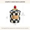 MACKENZIE-CHILDS Demi Enamel Canister, Kitchen Storage Container with Lid, Brown-and-White Mocha Check(Courtly Check)