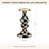 MACKENZIE-CHILDS Enamel Candlestick, Cute Candle-Holder Decor, Short, Brown-and-White Mocha Check(Courtly Check)
