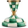 MACKENZIE-CHILDS Enamel Candlestick, Cute Candle-Holder Decor, Short, Brown-and-White Mocha Check(Emerald Check)