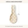 MACKENZIE-CHILDS Enamel Spoon Rest, Kitchen Utensil Rest and Spoon Holder, Kitchen Decor, Brown-and-White Mocha Check(Mocha Check)