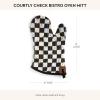 MACKENZIE-CHILDS Mini Oven Mitt, Kitchen Oven Mitt for Cooking and Baking, Brown-and-White Mocha Check(Courtly Check)