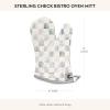 MACKENZIE-CHILDS Mini Oven Mitt, Kitchen Oven Mitt for Cooking and Baking, Brown-and-White Mocha Check(Sterling Check)
