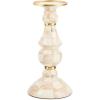 MACKENZIE-CHILDS Enamel Pillar Candlestick, Cute Pillar Candle Stand, Large, Brown-and-White Mocha Check(Mocha Check)