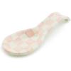MACKENZIE-CHILDS Enamel Spoon Rest, Kitchen Utensil Rest and Spoon Holder, Kitchen Decor, Brown-and-White Mocha Check(Rosy Check)