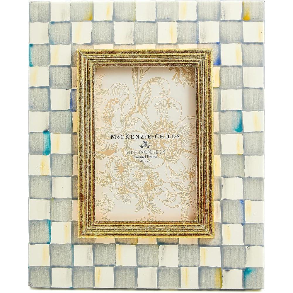 imageMACKENZIECHILDS Decorative Picture Frame 4quot x 6quot GrayandWhite Sterling Check