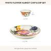MACKENZIE CHILDS Chip-and-Dip Serving Set, Abundant Bowl and Pinch Bowl Set, Gray-and-White Sterling Check(Flower Market White)