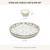MACKENZIE CHILDS Chip-and-Dip Serving Set, Abundant Bowl and Pinch Bowl Set, Gray-and-White Sterling Check(Sterling Check)
