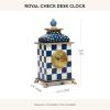 MACKENZIE-CHILDS Desk Clock, Decorative Living Room, Bedroom, or Office Desk Clock, Gray-and-White Sterling Check(Royal Check)