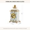 MACKENZIE-CHILDS Desk Clock, Decorative Living Room, Bedroom, or Office Desk Clock, Gray-and-White Sterling Check(Traditional)
