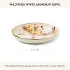 MACKENZIE-CHILDS Enamel Abundant Bowl, Decorative or Serving Bowl, 13-Cup Capacity, Gray-and-White Sterling Check(White Wild Rose)