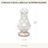 MACKENZIE-CHILDS Enamel Salt and Pepper Shakers, Kitchen Table Spice Shaker Set, Gray-and-White Sterling Check, Large(Sterling Check)