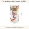 MACKENZIE-CHILDS Enamel Utensil Holder, Kitchen Utensil Holder for Countertop, Brown-and-White Mocha Check(Butterfly Garden)