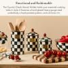MACKENZIE-CHILDS Enamel Utensil Holder, Kitchen Utensil Holder for Countertop, Brown-and-White Mocha Check(Courtly Check)