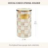 MACKENZIE-CHILDS Enamel Utensil Holder, Kitchen Utensil Holder for Countertop, Brown-and-White Mocha Check(Mocha Check)