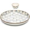 MACKENZIE CHILDS Chip-and-Dip Serving Set, Abundant Bowl and Pinch Bowl Set, Gray-and-White Sterling Check(Sterling Check)