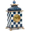 MACKENZIE-CHILDS Desk Clock, Decorative Living Room, Bedroom, or Office Desk Clock, Gray-and-White Sterling Check(Royal Check)