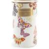 MACKENZIE-CHILDS Enamel Utensil Holder, Kitchen Utensil Holder for Countertop, Brown-and-White Mocha Check(Butterfly Garden)