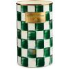 MACKENZIE-CHILDS Enamel Utensil Holder, Kitchen Utensil Holder for Countertop, Brown-and-White Mocha Check(Emerald Check)