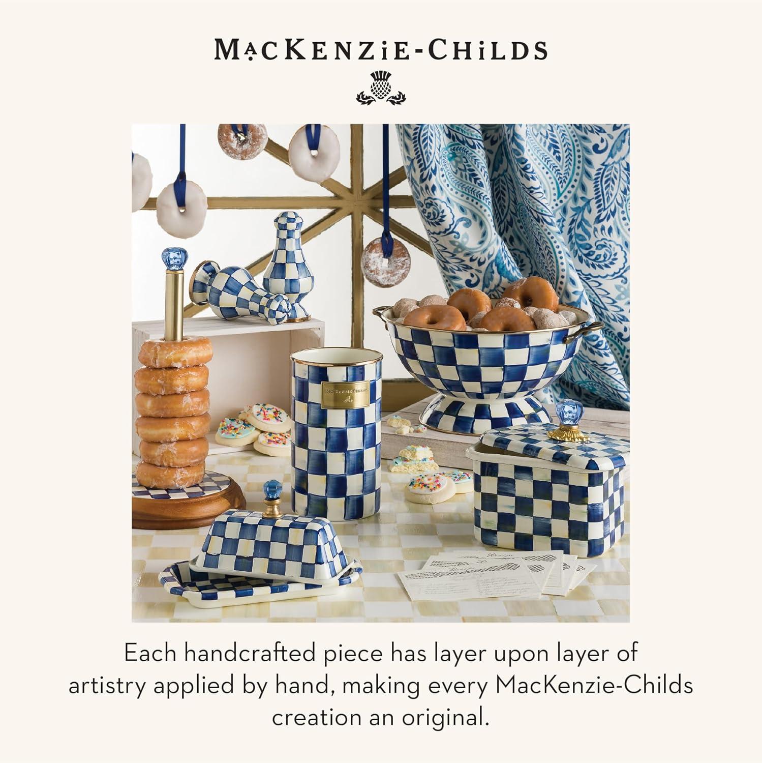 imageMACKENZIECHILDS Enamel Recipe Box Index Card Box with Lid Includes 40 Recipe Cards GrayandWhite Sterling CheckRoyal Check