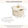 MACKENZIE-CHILDS Enamel Recipe Box, Index Card Box with Lid, Includes 40 Recipe Cards, Gray-and-White Sterling Check(Mocha Check)