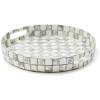 MACKENZIE-CHILDS Capiz Round Tray, Unique Serving Platter for Food and Drinks, Gray-and-White Sterling Check(Sterling Check)